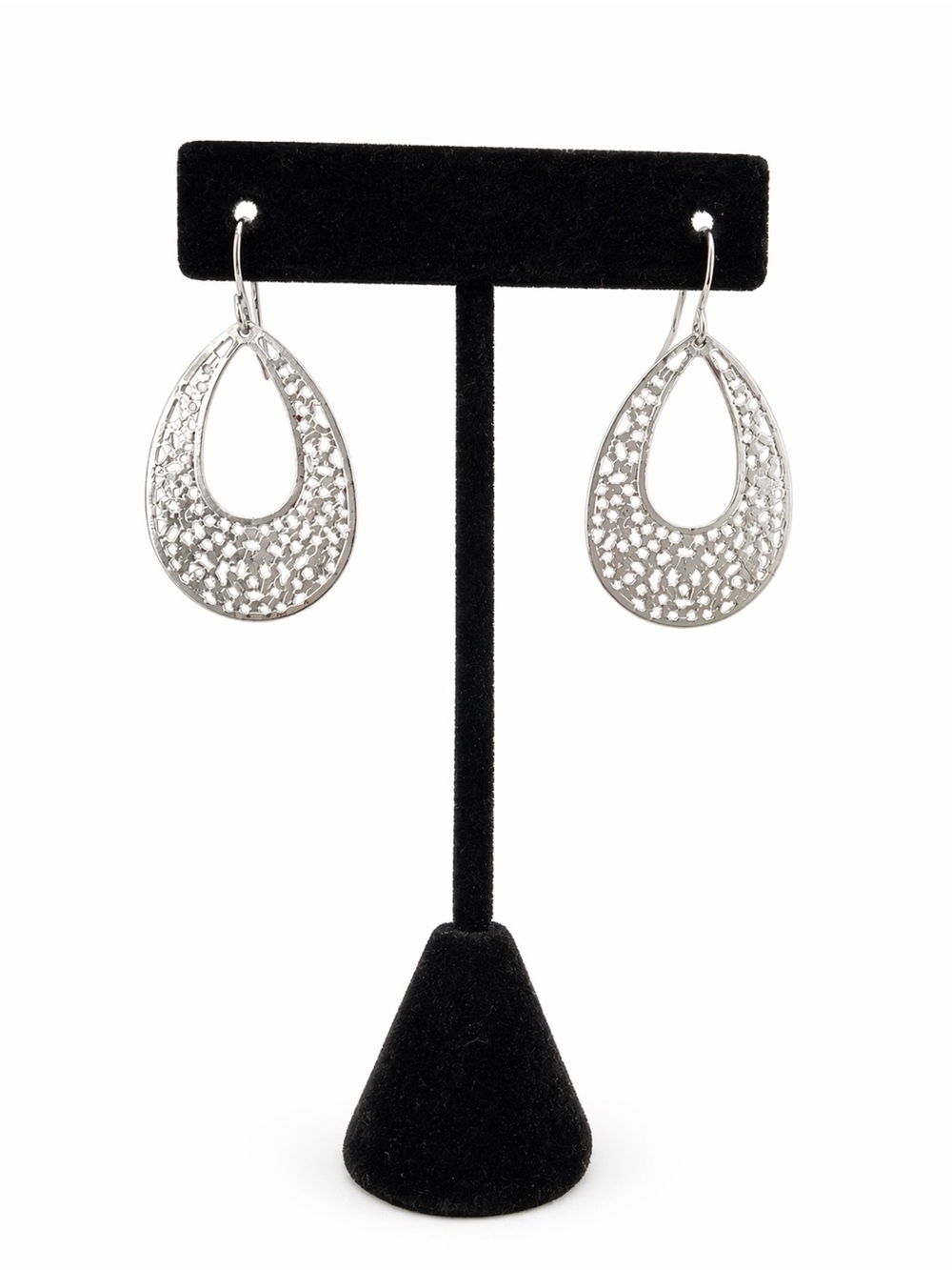 Silver Teardrop Filigree Dangle Earrings